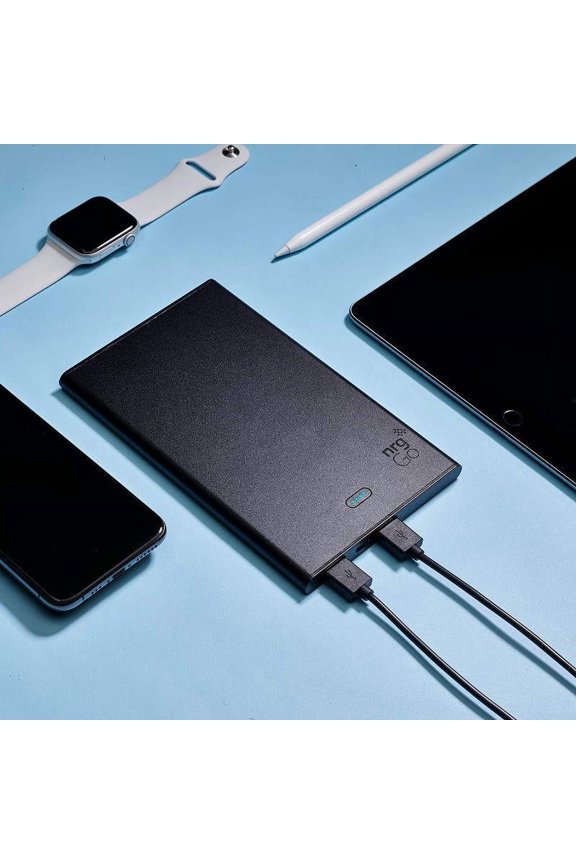 nrgGo Ultra Slim Power Bank 12000 mAh Portable Charger USB Battery Bank