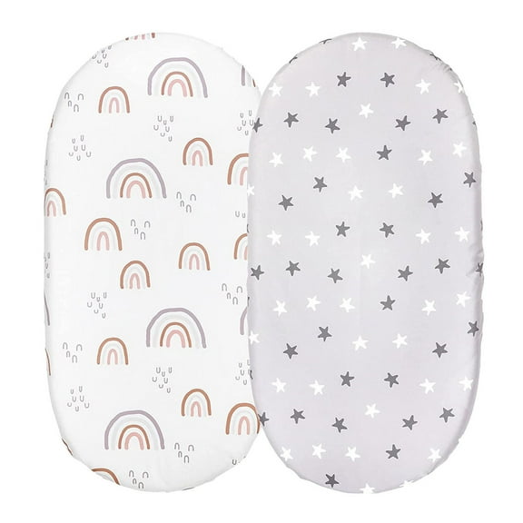 nsendm Baby Bassinet Crib Sheets Set, Breathable Cozy Fitted Mattress Sheet, Elastic Travel Crib Fashionable Floral Pattern, Standard Cradle Safe Sheets for Baby Boy Girls