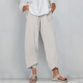 thumbnail image 1 of nsendm Casual High Waist Pants Cotton For dress up Daily Woman plus Dress Pants for Women Business Casual Pants Beige Small, 1 of 5