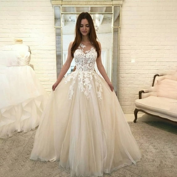 nsendm Chiffon Elegant Evening Women Gown Ball Floral Wedding Dress Party Lace Fashion Women's Dress Hi Low Dress Dress White Small