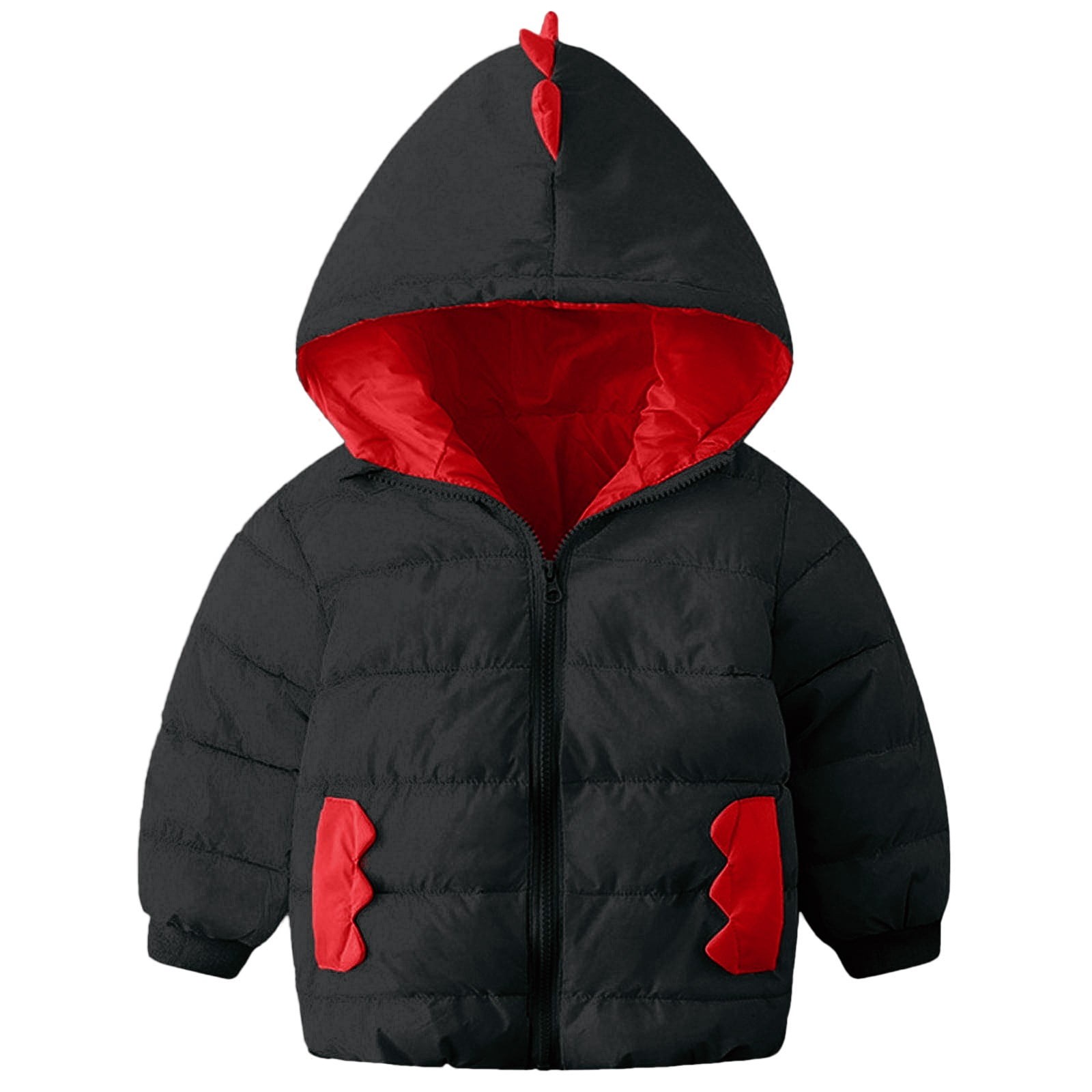 nsendm Children's Winter Coats Coat Cartoon Dinosaur Hooded Jacket