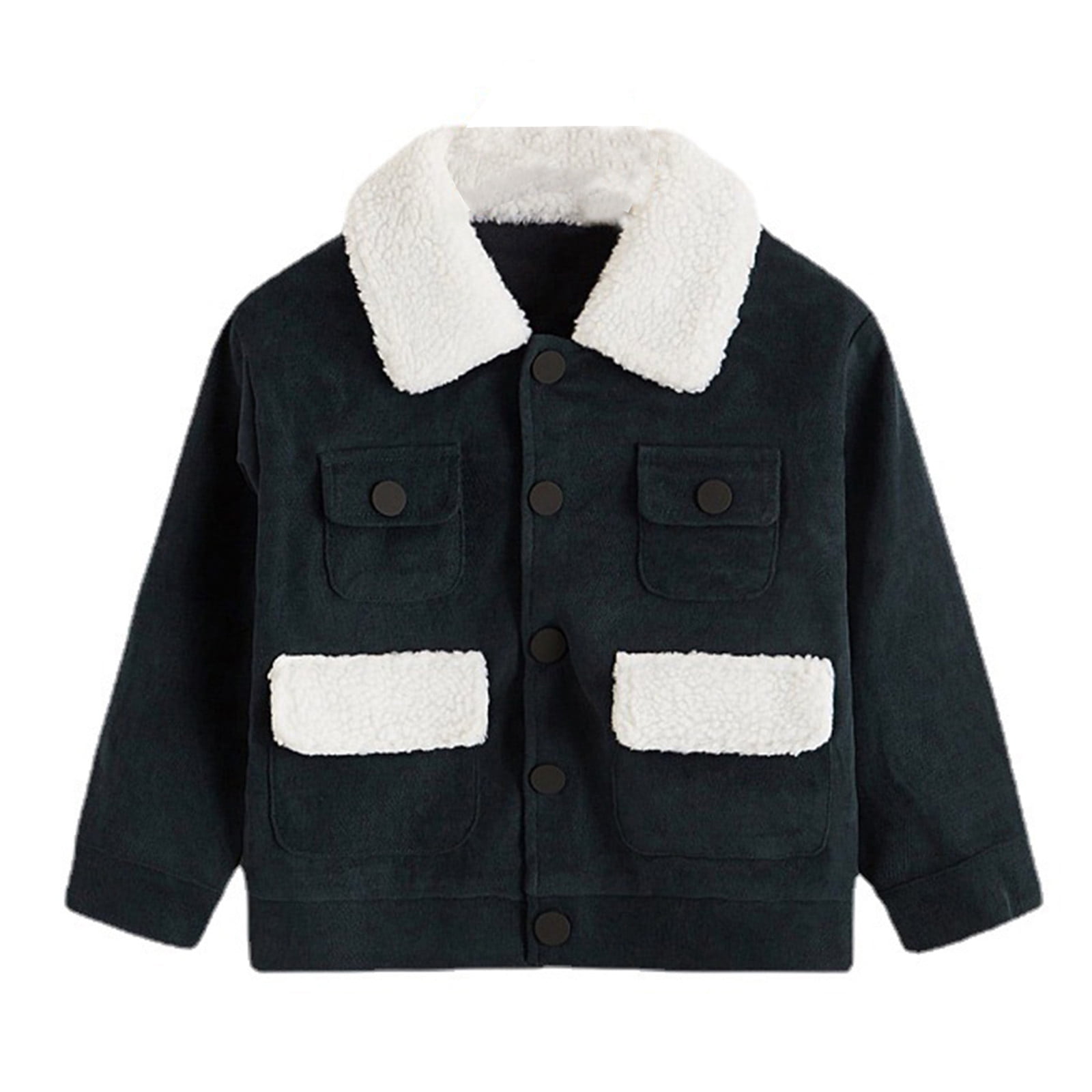 nsendm Coats for Boys 14/16 Long Sleeve Warm Woollen Coat Jacket Solid ...