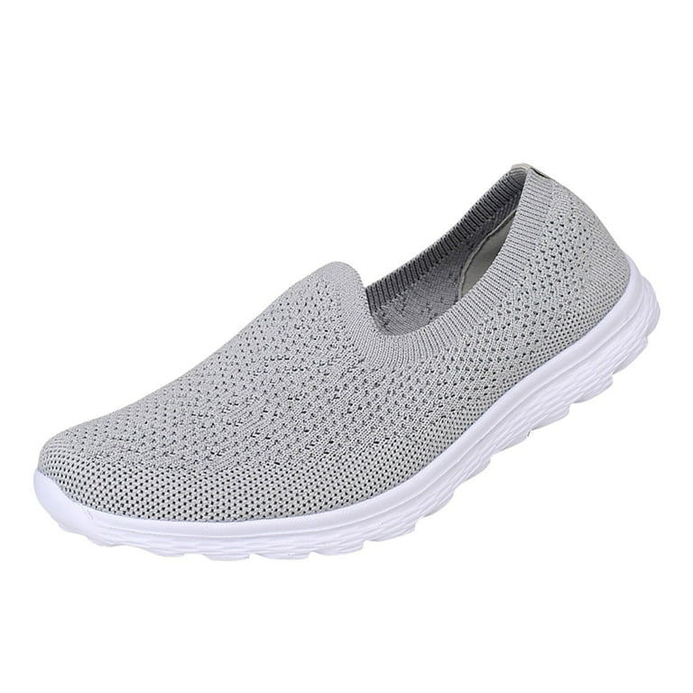 nsendm Female Fashion Sneakers Adult Sneaker Women 8 Women Shoes Solid  Color Casual Mesh Breathable Comfortable Lightweight Shallow Wedgie Sneaker  for Women Grey 7.5 