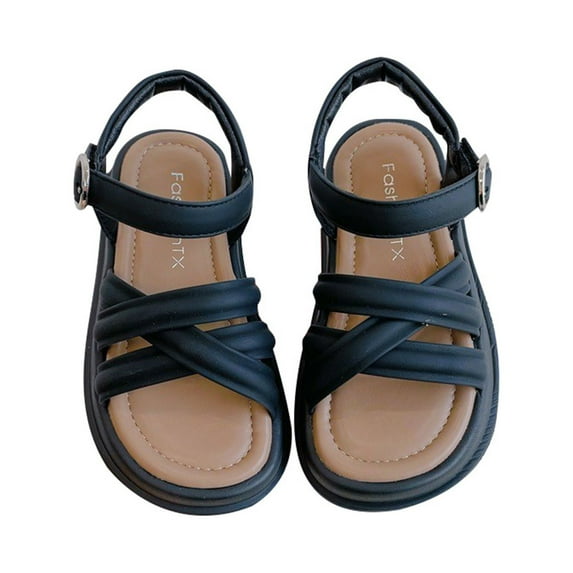 nsendm Female Sandal Big Kid Little Girls Flip Flops Size 11 Bottom Sticky Shoelaces Princess Shoes Daily with Skirt Wearing Baby Flip Flops Black 3