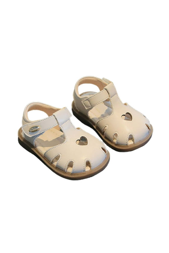 Female Sandal Closed Toe Sandals for Toddlers Lightweight Breathable Non Slip Children's Cute Beach Sandals Girls Heel Sandals White 5