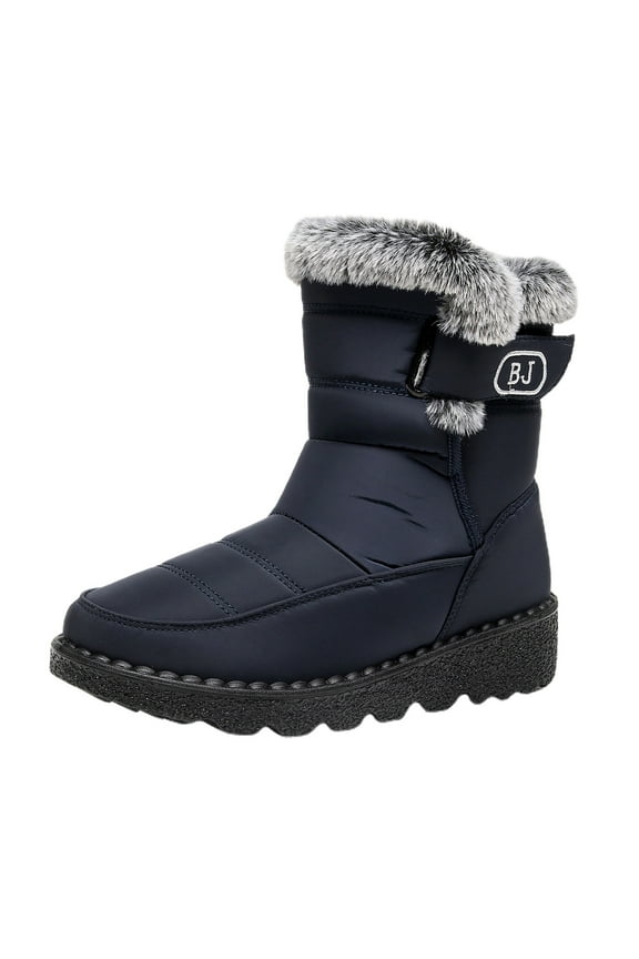 Female Shoes Adult Extra Wide Calf Winter Boots Water Proof Flat Hook Loop Keep Warm Snow Boots Comfortable Mid Not 100 Womens Snow Boots Blue 10.5