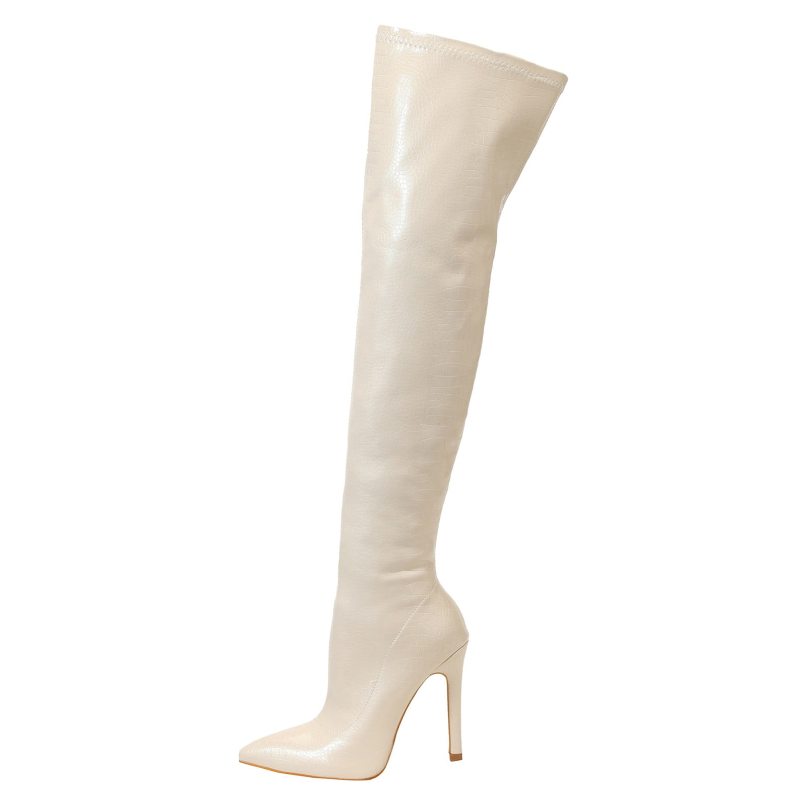 nsendm Female Shoes Adult High Heels Boots for Women Wide Inner Stretch