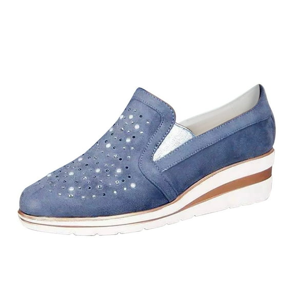 nsendm Female Shoes Adult Lace up Dress Shoes for Women Flat Shoes Ladies Comfort Casual Women's Flat Open Toe Shoes for Women Dressy Blue 10