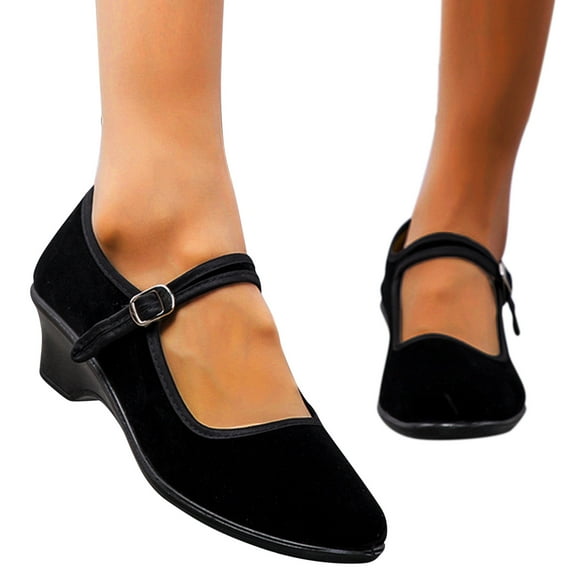 nsendm Female Shoes Adult Shoes for Women Casual Dress Shoes Breathable Non Slip Cloth Shoes Single Shoes Casual Casual Shoes for Women Wedge Black 8