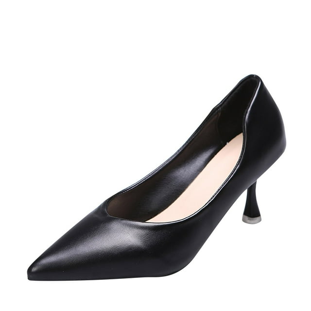 nsendm Female Shoes Adult Size 11 Wide Heels Pumps Pointed Toe Solid