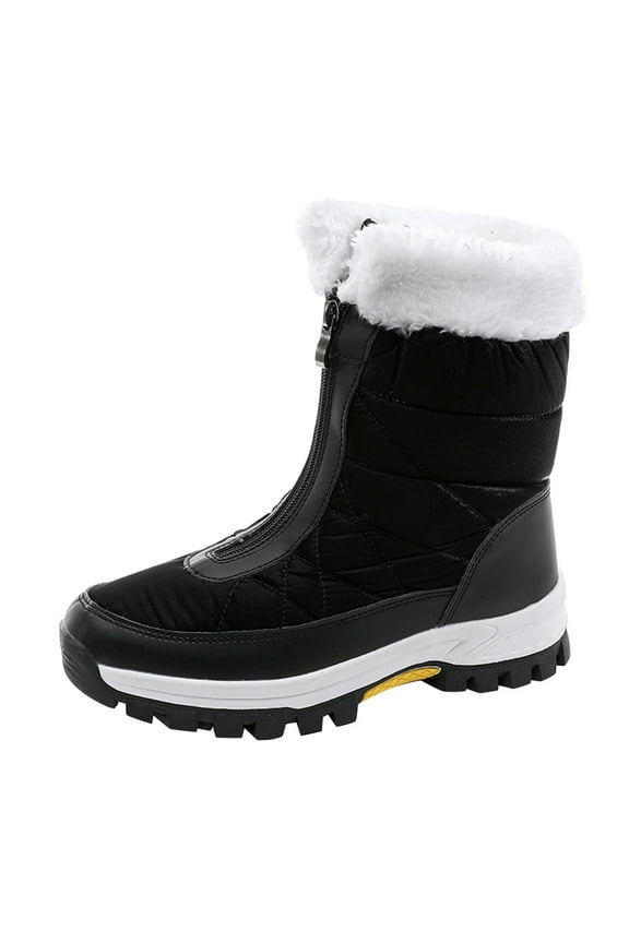Female Shoes Adult Wide Width Snow Boots for Women plus Size Keep Warm Snow Boots Comfortable Mid Boots Shoes Women's Mid Calf Boots Snow Black 11