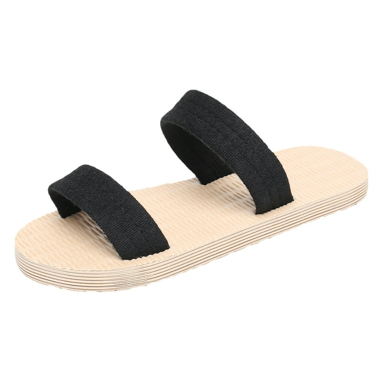 nsendm Female Shoes Adult Women Slippers with Support Casual Open Toe Non  Slip Flat Breathable Slippers Shoes Sandals Womens Slippers Slip on Black  6.5 