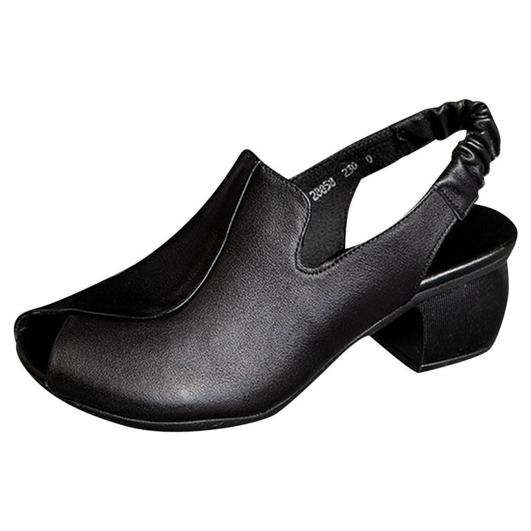 nsendm Female Shoes Adult Womens Born Casual Shoes Size 9 New Pattern Fashion Simple Solid Color Comfortable Thick Heel Womens Shoes Casual Wedges Black 7.5 Walmart