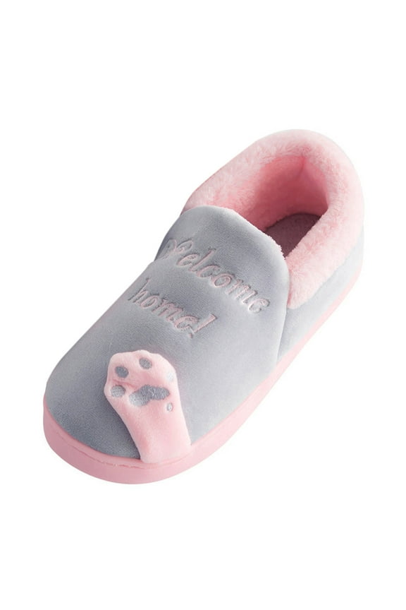 Female Shoes Adult Womens Slippers Boots Mukluks Winter Women Home Non-slip Slippers Floor Cartoon Fuzzy House Slippers for Women Washable Grey 6