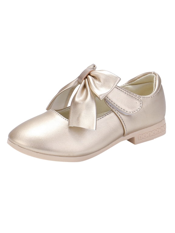 Female Shoes Big Kid Big Girls Shoes Size 2 Shoes Bowknot Girls Princess Shoes Single Shoes Performance Shoes Running Shoes for Toddlers Gold 3