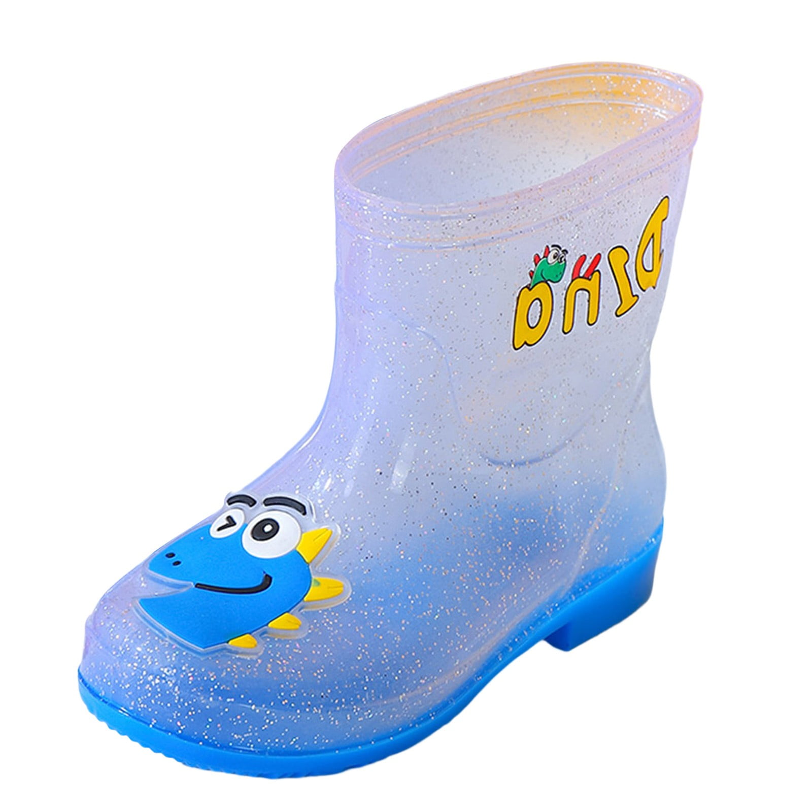 nsendm Female Shoes Little Kid Kids Low Heels Cute Cartoon Mid Tube Rain Boots Fashion Transparent Practical Outdoor Small Toddler Rain Boots Girls Sky Blue 12.5