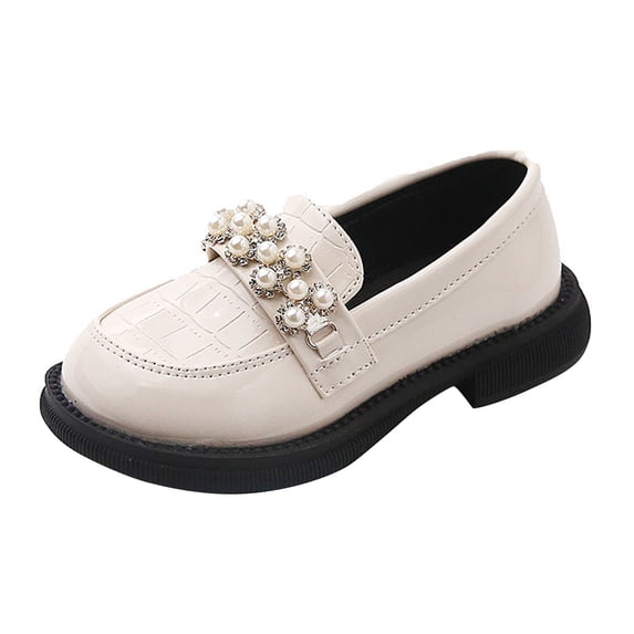 nsendm Female Shoes Toddler Dress Boots Summer Children Casual Shoes Girls Leather Shoes Thick Sole Non Slip Dress Shoes Girls Boots Size 2 Big Kid Beige 9