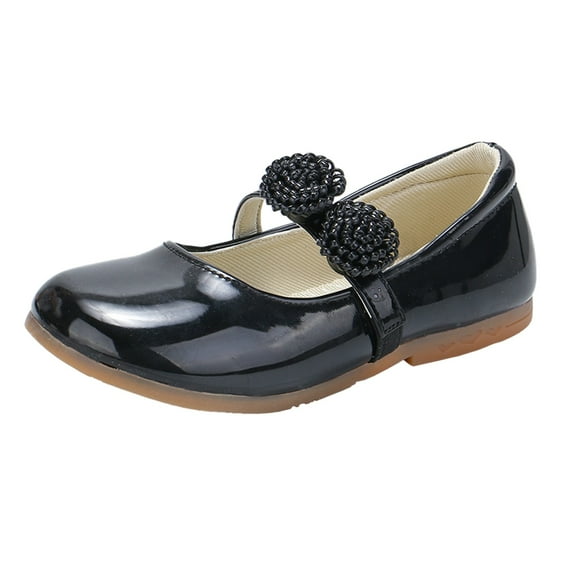 nsendm Female Shoes Toddler Girls Size 1 Shoes Leather Shoes Bowknot Girls Princess Shoes Single Shoes Performance Shoes Girls Size 1 Black 9.5
