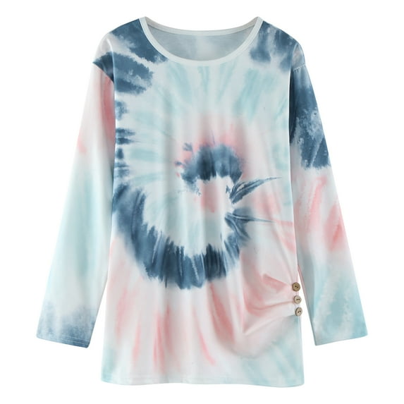 nsendm Girls Casual Tunic Tops Knot Front Long Sleeve Loose Soft Blouse T-Shirt Size 4-13 Blue 6-7 Years
