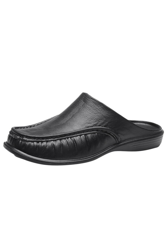 Male Shoes Adult Men Bedroom Slippers Open Toe Soft Bottom Men's Fashion Indoor Outdoor Non-slip Men's Mens Scuff Slippers 13 Wide Black 11