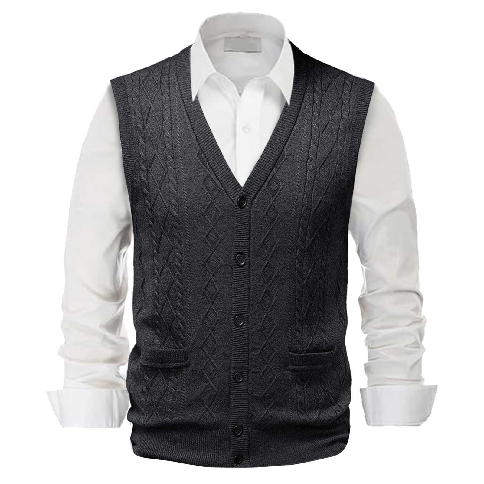 nsendm Men's Sweater Vests,Men Business Solid Color Plain Sweater Vest ...
