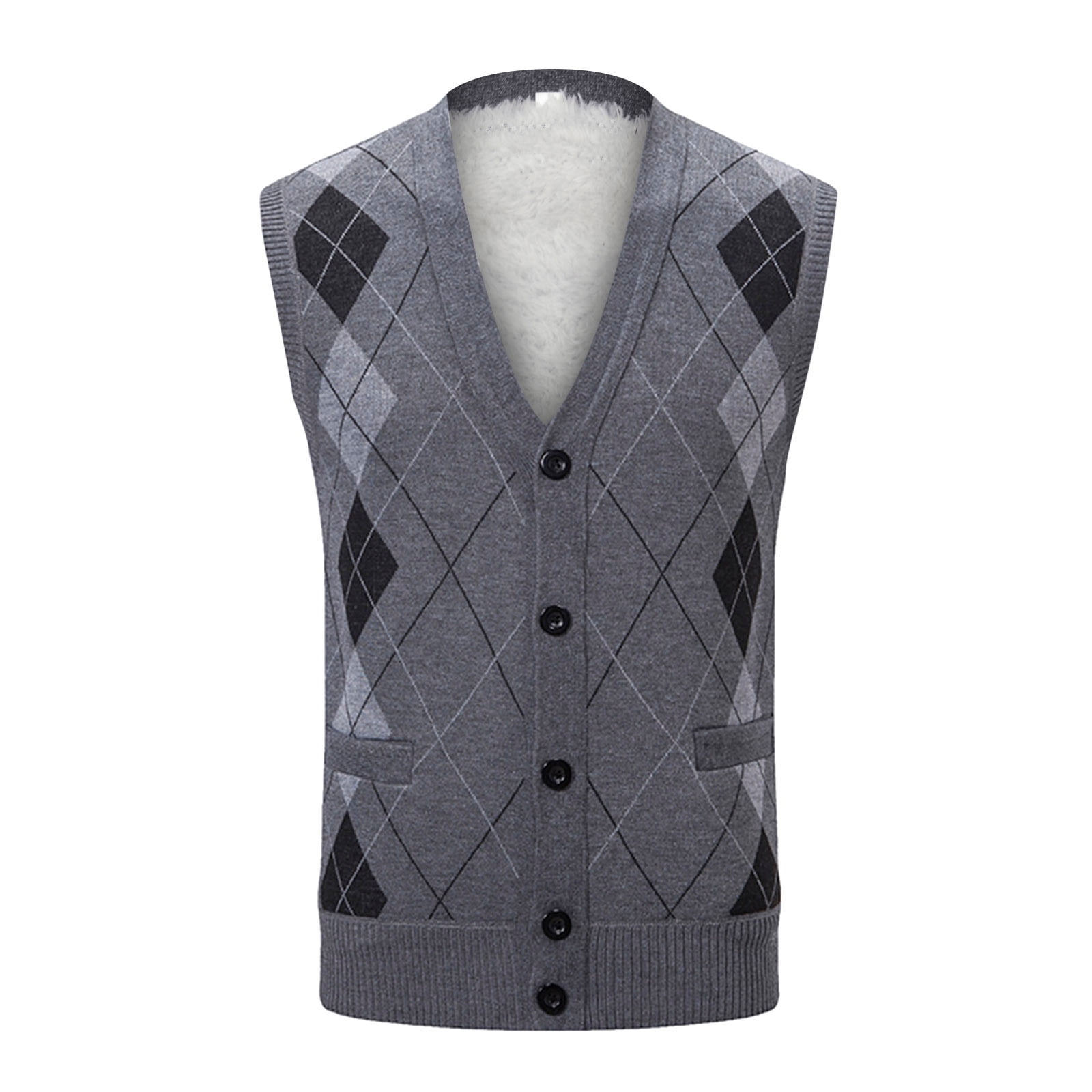 nsendm Mens Argyle Sweater Vest Big and Tall,Mens VNeck Knitted