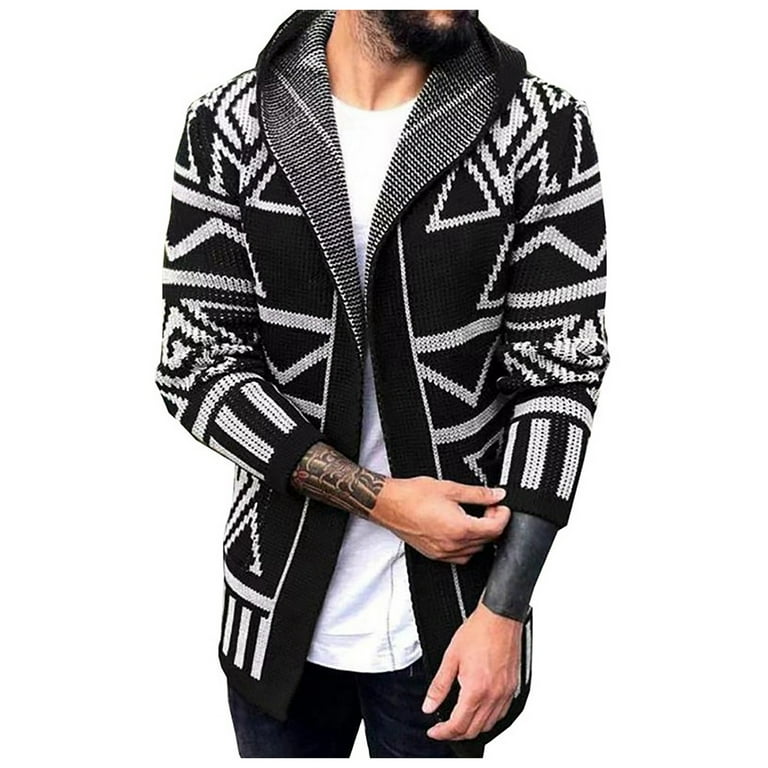 nsendm Mens Cardigan Sweater Jacket Mens Button Down Cardigan Sweaters Cable Knit Polo Collar Knitwear Mens Black Sweaters Fashion Walmart