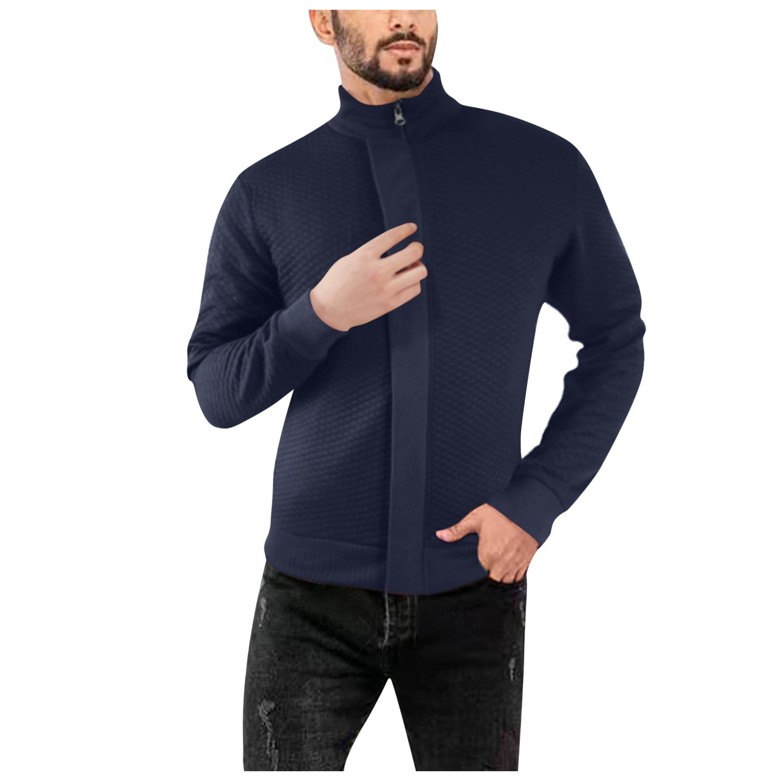 nsendm Mens Full Zip Sweater Jacket,Mens Sleeveless Ruffle Shawl Collar