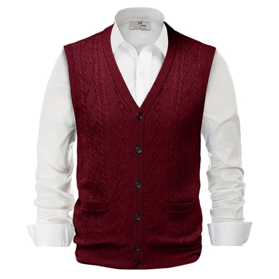 nsendm Mens Sweater Vests V Neck Wool,Men's Sweater Vest Cardigan Button Front Knitwear Contrast Color Argyle Sweater Vest