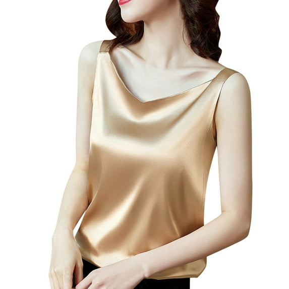 nsendm Sports Womens Silk Spaghetti Strap Camisole Satin Camisole Womens Tank Top Brand plus Size Women Women Vest Khaki 3X-Large