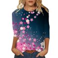 thumbnail image 1 of nsendm T Shirts for Women Loose Fit Graphic Cats Tops For Womens Casual Summer Tops Three Quarter Sleeve Round Neck Tee T Shirt St Patricks Day Printed Loose Side Split Tunic Blouse AB S, 1 of 4