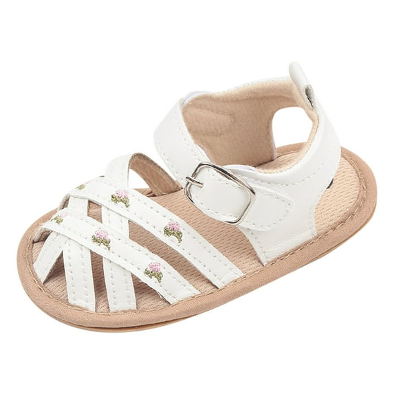 nsendm Unisex Sandal Toddler Sandals Size 5 Boy Shoes Girls Sandals Hollow Vamp Design Buckle Breathable and Comfortable Fall Kids Shows White 5