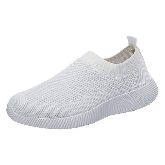 nsendm Women Breathable Slip on Sneakers Comfortable Casual Shoes Casual Sneakers for Women Trendy White 38