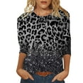 thumbnail image 1 of nsendm Women Tops And Blouses Womens Fashion Three Quarter Sleeve Round Neck Tops Casual Printed T Shirt Tops F S, 1 of 4