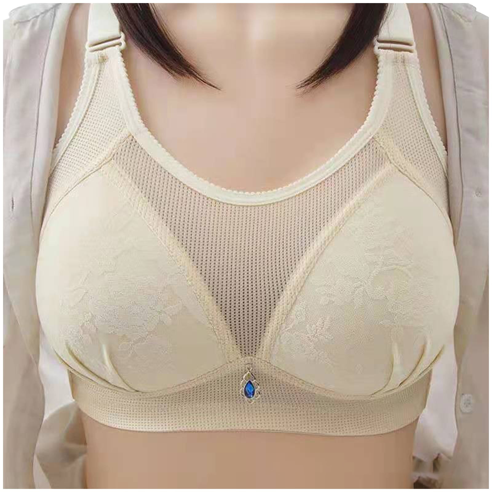 Women's Print Comfort Front Close Wirefree Bra Front Button