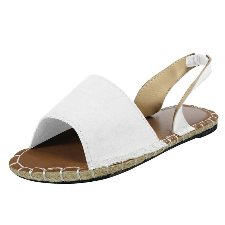 nsendm Womens Huarache Sandals Solid Color Flat Sandals Beach