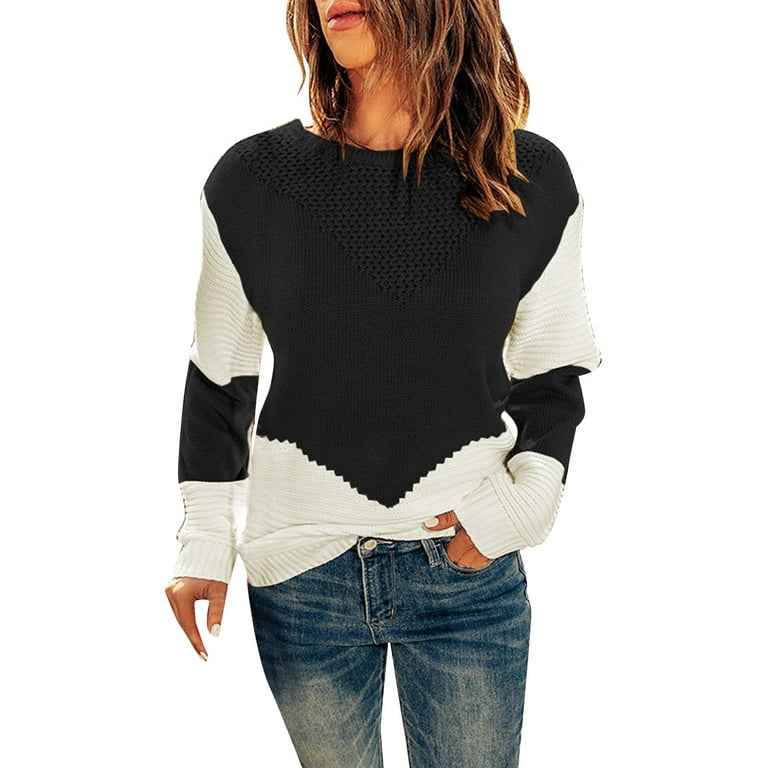 nsendm Womens Pullover,Women Crewneck Batwing Sleeve 2023 Fall Oversized  Side Slit Ribbed Knit Pullover Sweater Top,Pullover Sweaters for Women 