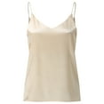 thumbnail image 1 of nsendm Womens Silk Satin Camisole Solid Color Camisole Top T Shirt Shirt Tank Top V Neck Spaghetti Straps plus Size Undershirt Vest Beige X-Large, 1 of 5