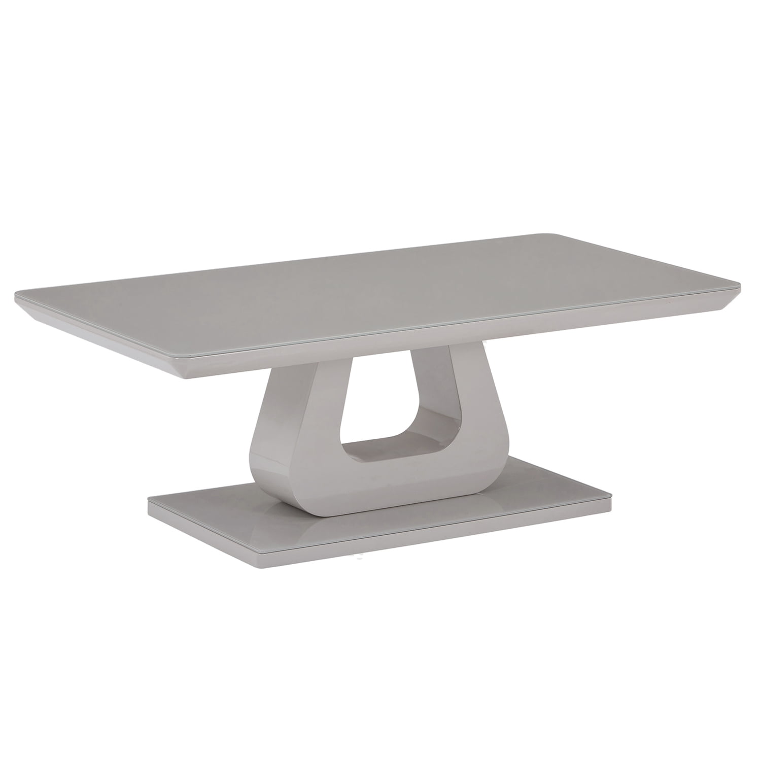 Gray High Gloss MDF and Glass Rectangular Coffee Table