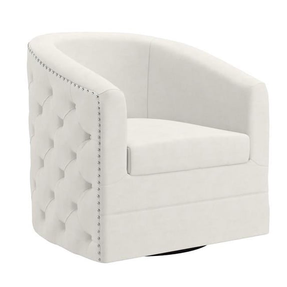 !nspire Contemporary Velvet Accent Chair - Ivory