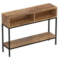 thumbnail image 1 of Industrial Chic Solid Wood and Wrought Iron Console Table Natural Burnt andBlack, 1 of 6