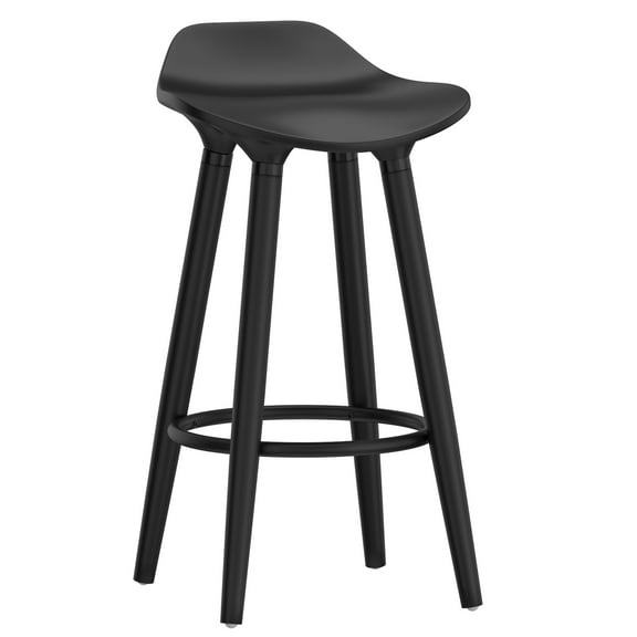 Trex 26" Modern ABS Plastic/Solid Wood Counter Stools in Black (Set of 2)
