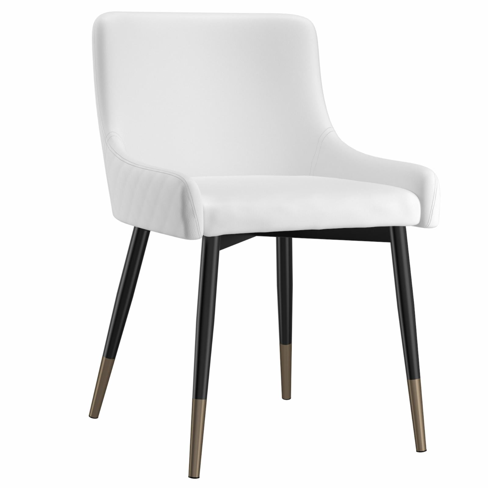 White Faux Leather Upholstered Side Chair with Metal Legs