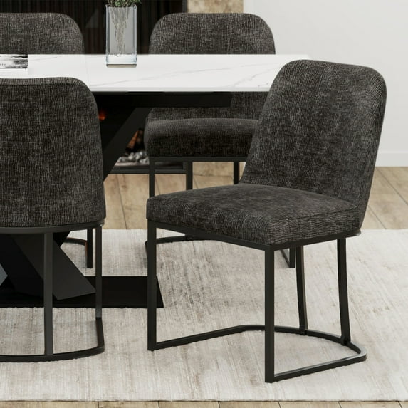 !nspire Modern Fabric Dining Chair, Set of 2-Color:Charcoal