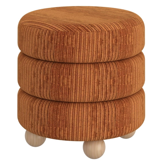 !nspire Modern Fabric Round Ottoman - Rust Brown