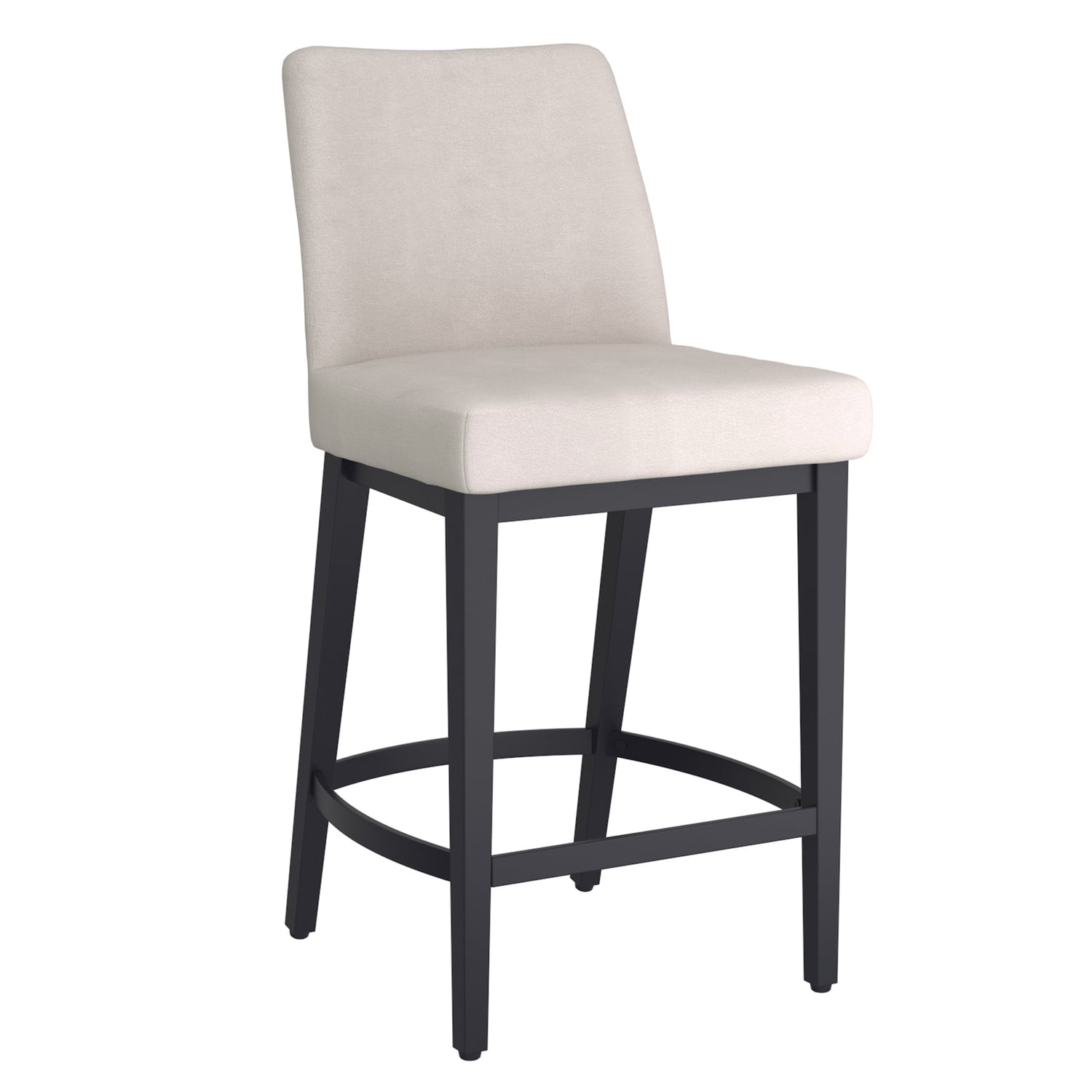 Beige Fabric and Black Metal Adjustable Counter Stool