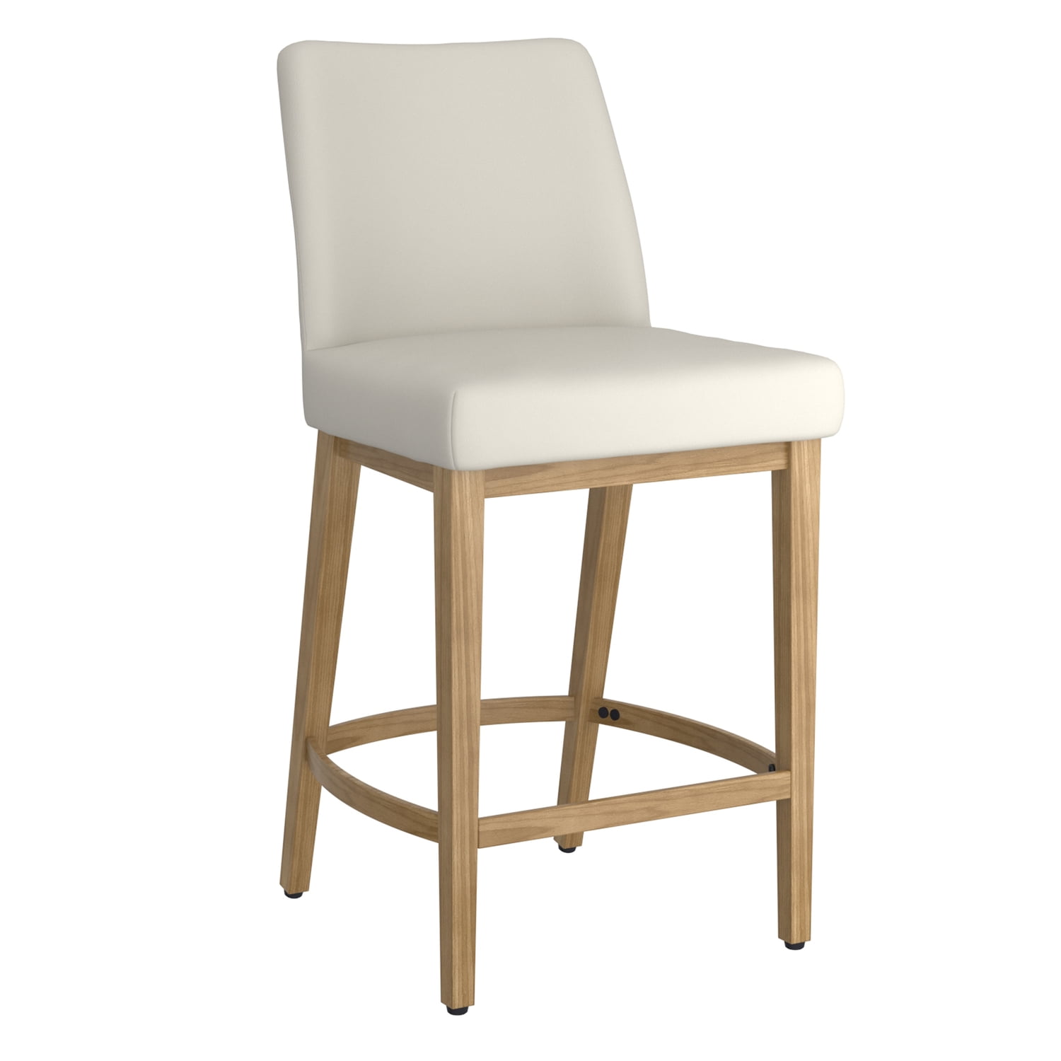 Beige and Natural Wood Adjustable Counter Stool with Metal Frame