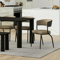 !nspire Modern Performance Fabric & Bentwood & Metal Dining Chair, Set of 2-Color:Dark Beige/Black