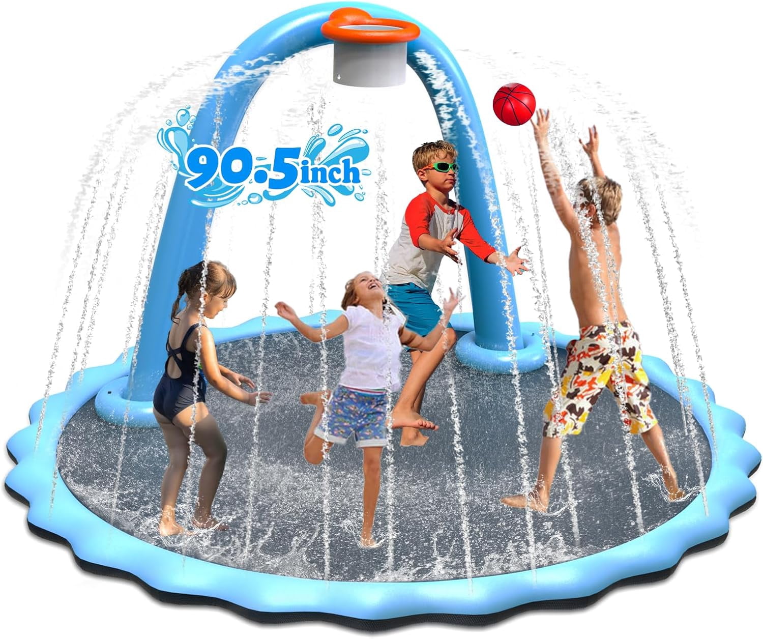 Sprinkle Mat nstraella 90.5'' Splash Pad, Non-Slip Sprinkler Mat with Basketball ...