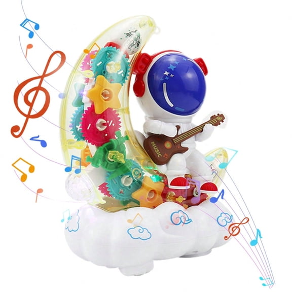 Interactive Light-up Astronaut Moon Car Toy, Electric Musical Transparent Gear, Motion Sensor Gift for Toddler Kids 2+